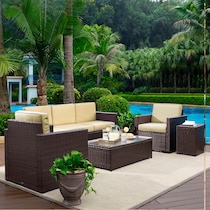 aldo outdoor light brown outdoor sofa set   
