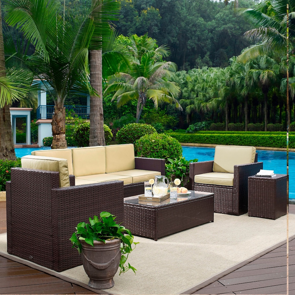 aldo outdoor light brown outdoor sofa set   