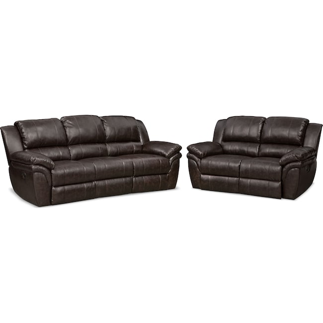 Living Room Furniture - Aldo Manual Reclining Sofa and Loveseat Set