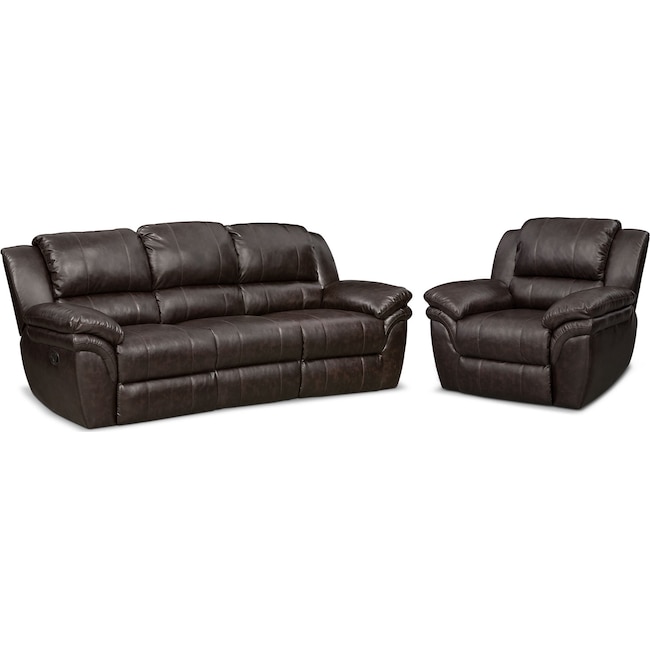 Living Room Furniture - Aldo Manual Reclining Sofa and Recliner Set