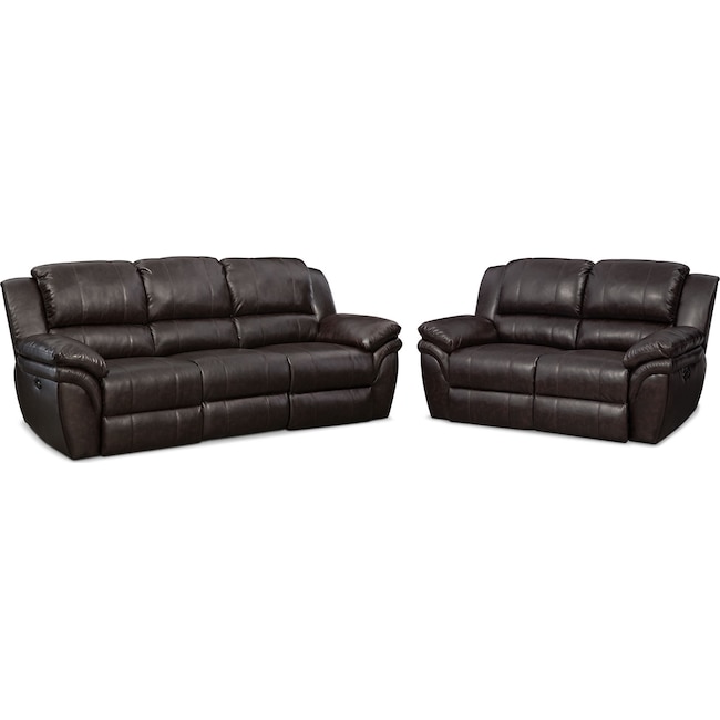 Living Room Furniture - Aldo Power Reclining Sofa and Loveseat Set