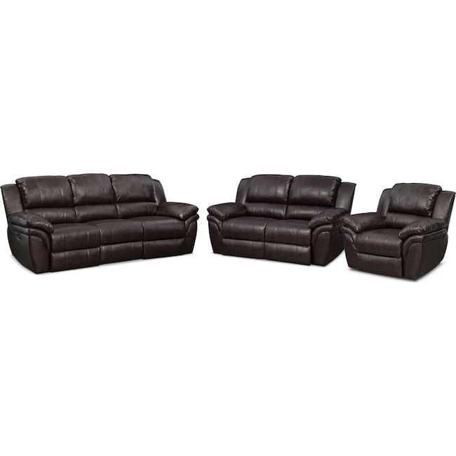 Living Room Furniture - Aldo Power Reclining Sofa, Loveseat and Recliner
