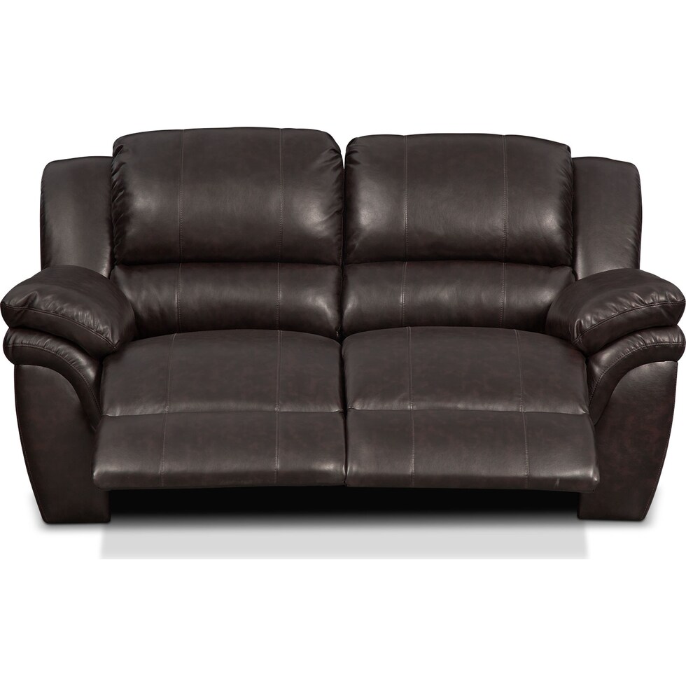 aldo dark brown manual reclining loveseat   