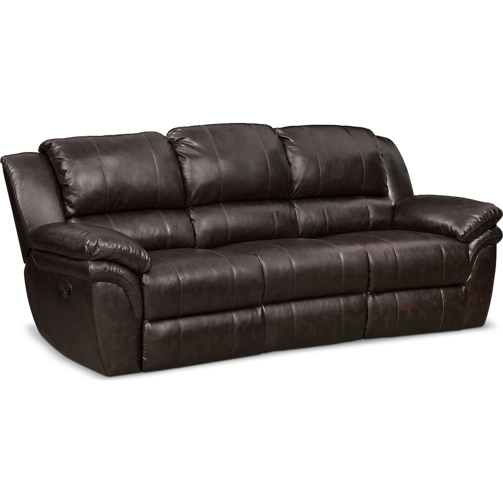 aldo dark brown manual reclining sofa   