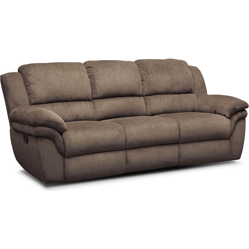 aldo dark brown manual reclining sofa   