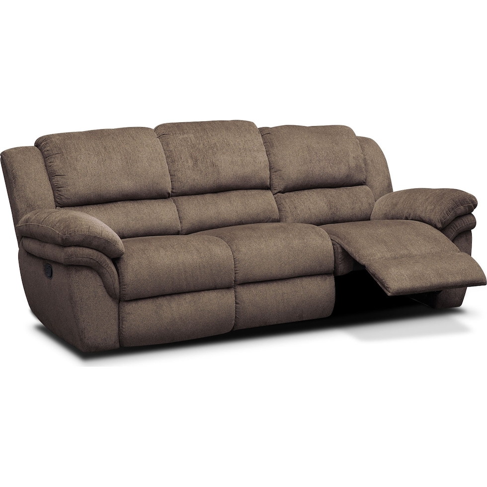 aldo dark brown manual reclining sofa   