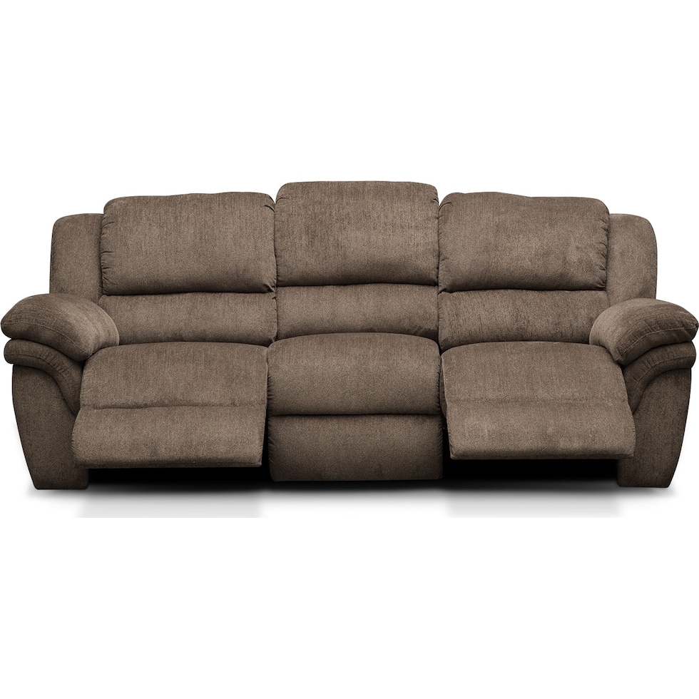 aldo dark brown manual reclining sofa   