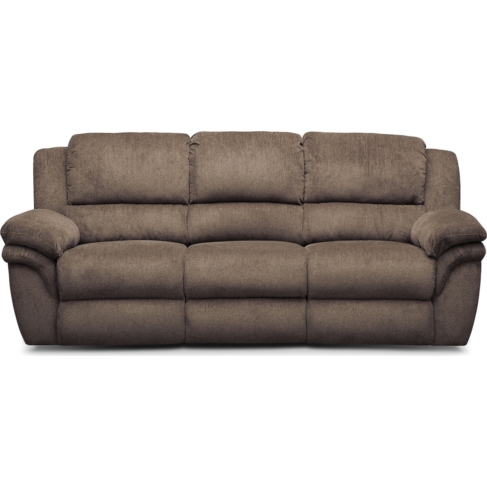 aldo dark brown manual reclining sofa   