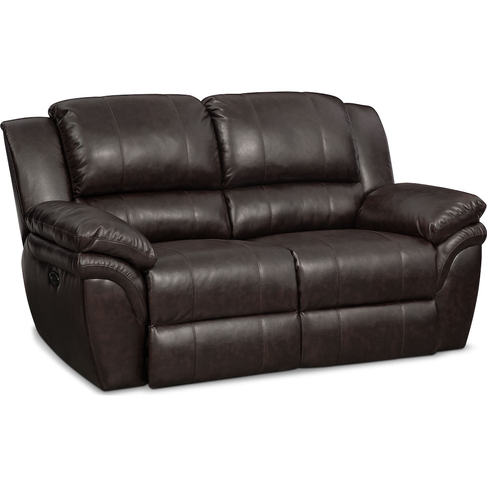aldo dark brown power reclining loveseat   