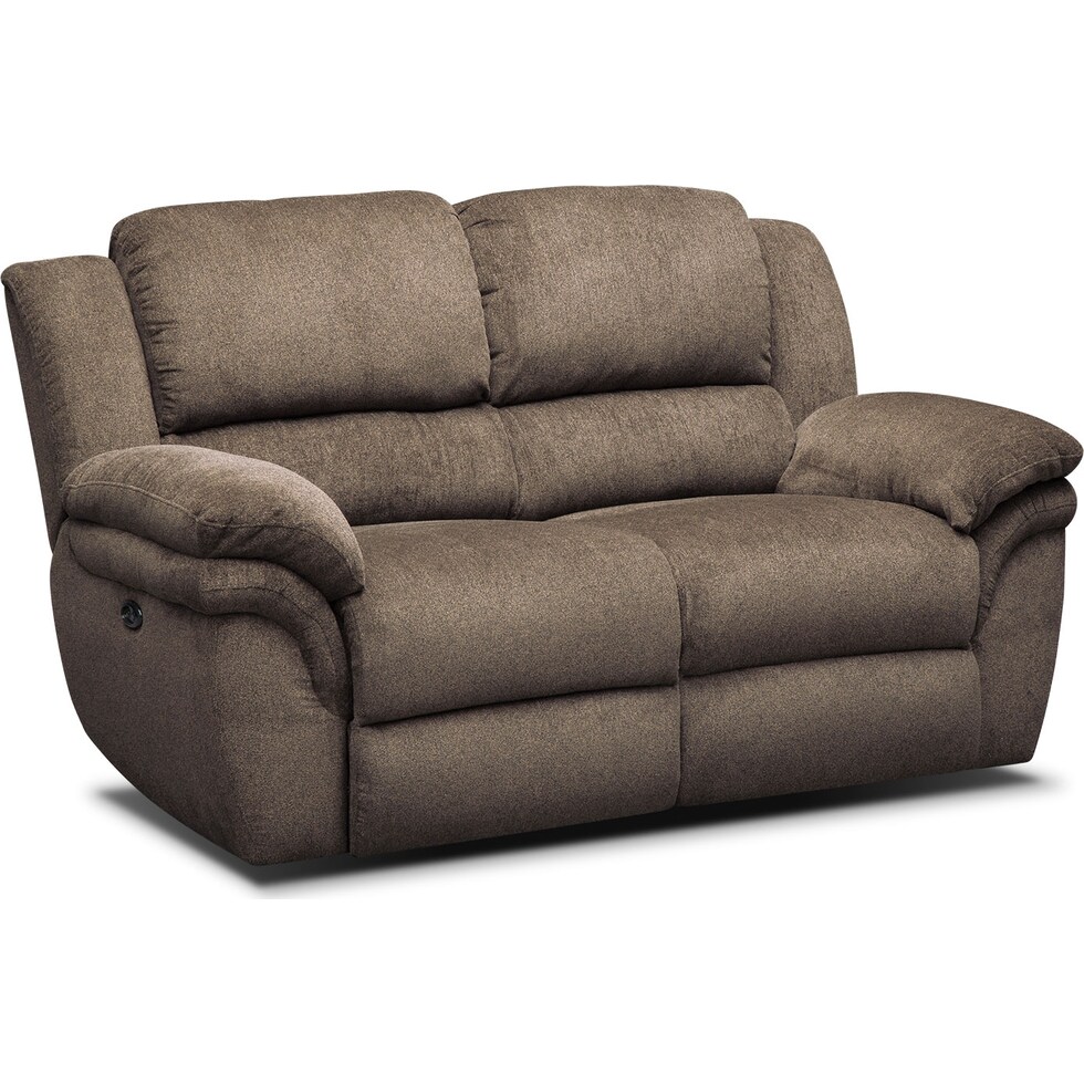 aldo dark brown power reclining loveseat   