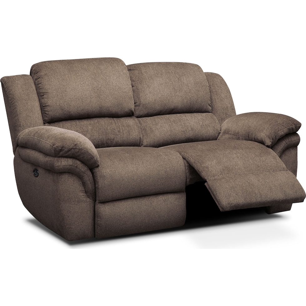 aldo dark brown power reclining loveseat   