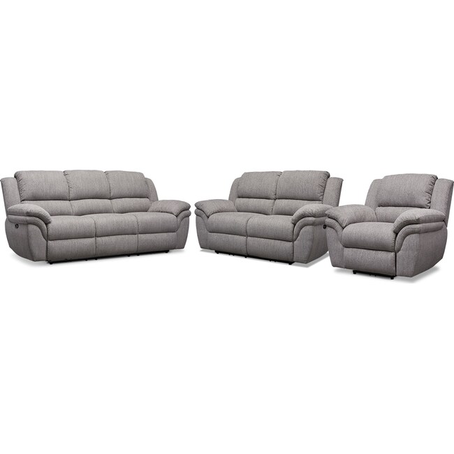 Living Room Furniture - Aldo Power Reclining Sofa, Loveseat and Recliner