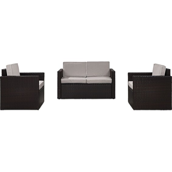 Aldo Outdoor Sofa, 2 Swivel Chairs, Coffee Table, and End Table Set