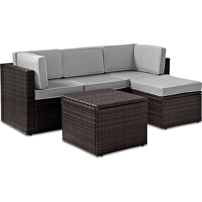 Outdoor Furniture - Aldo Outdoor Sofa, Ottoman, and Coffee Table Set