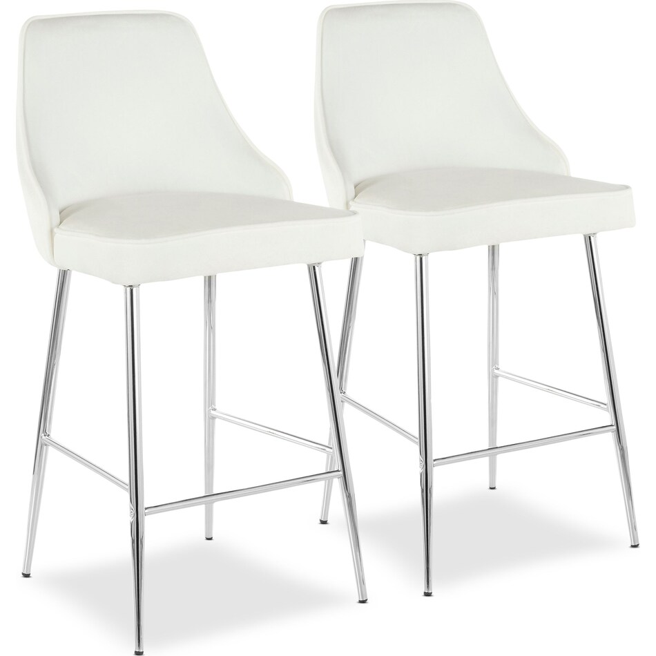 Ali Set of 2 CounterHeight Stools White Velvet/Chrome Value City
