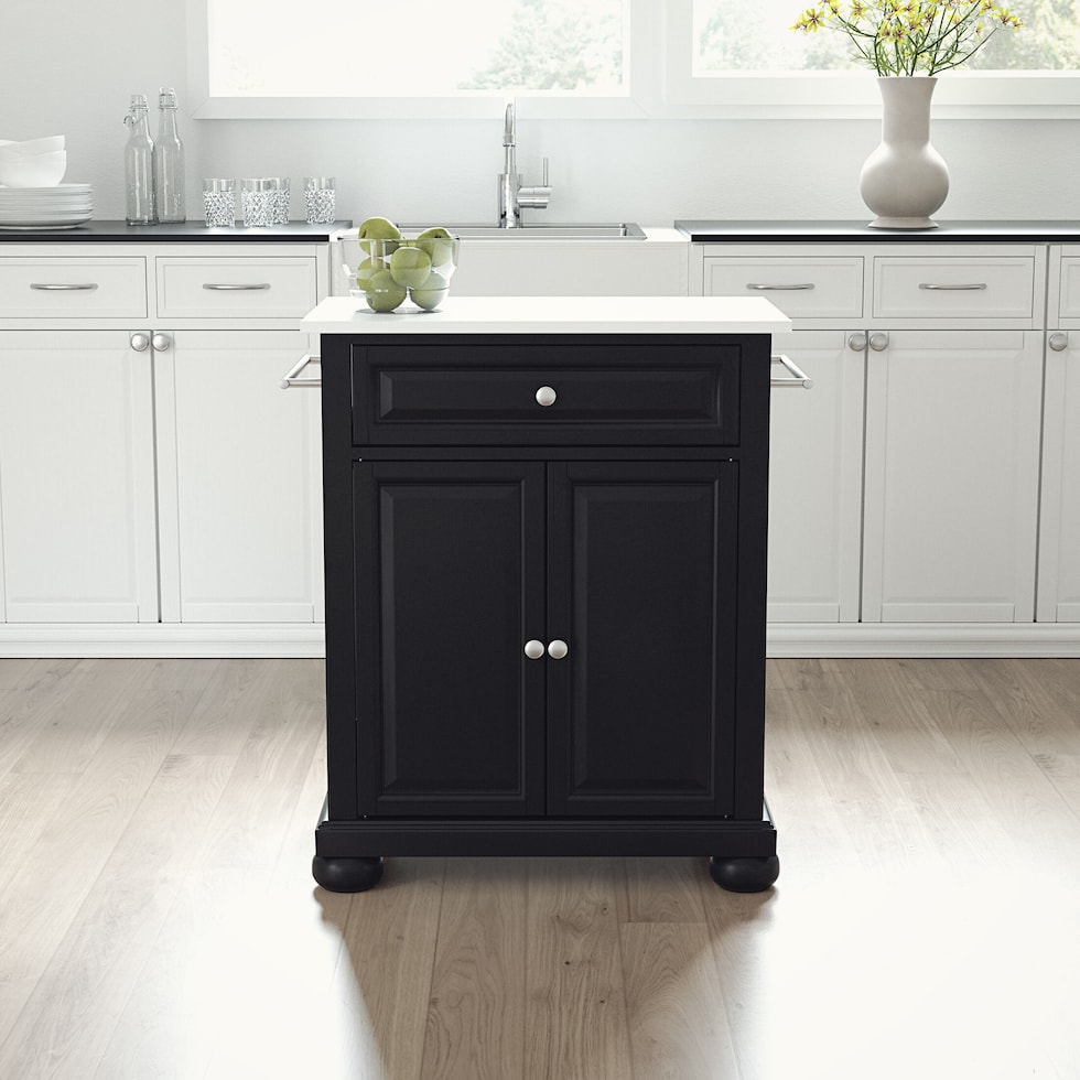 alina black kitchen island   