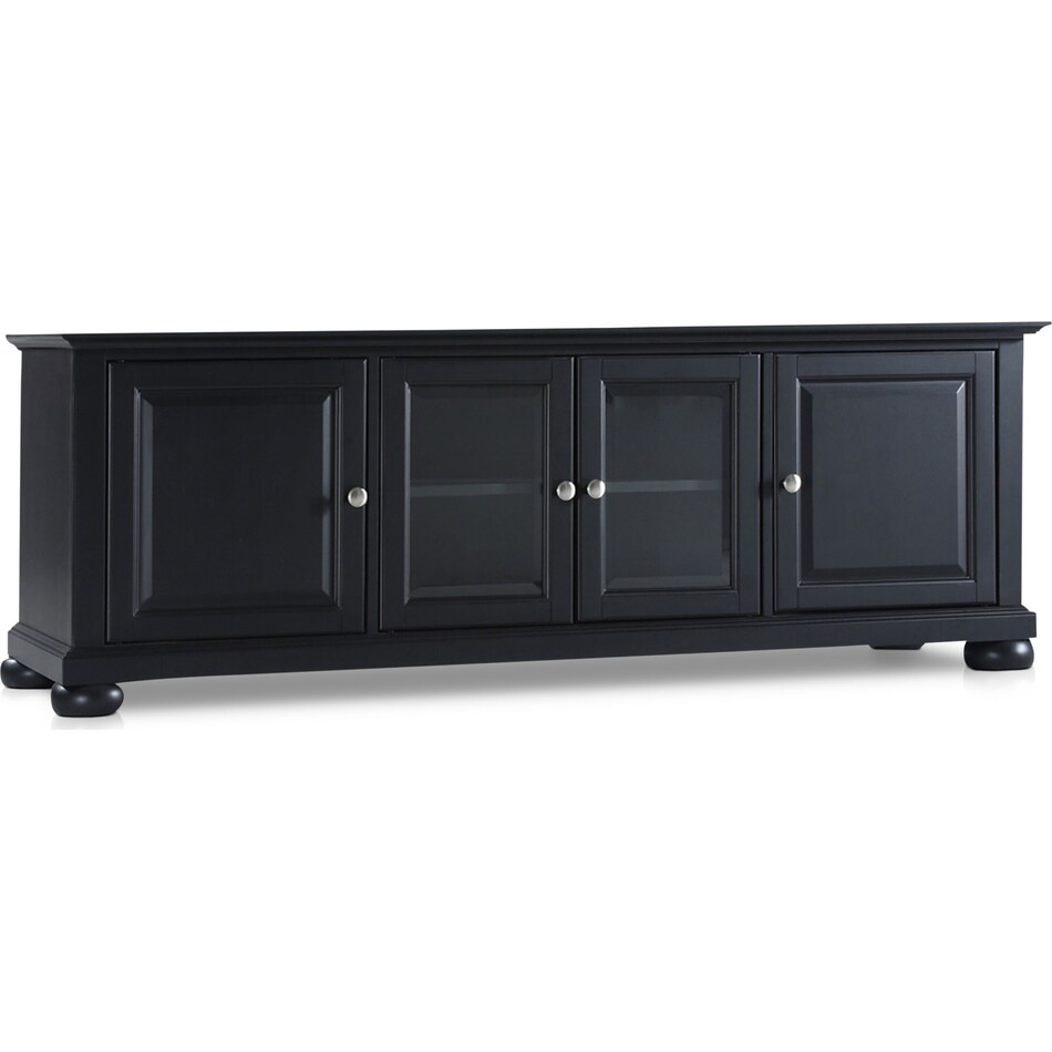 Alina 60” Glass Door TV Stand Black Value City Furniture