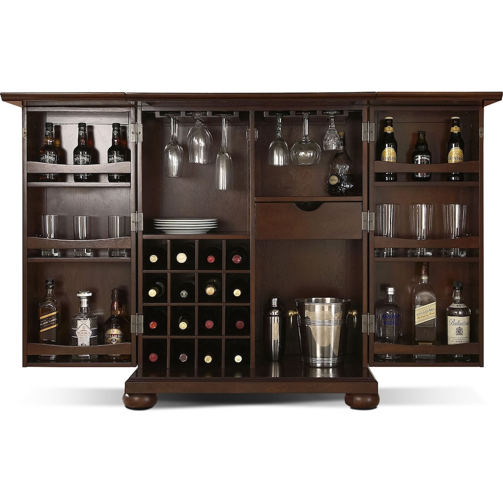 alina dark brown bar cabinet   