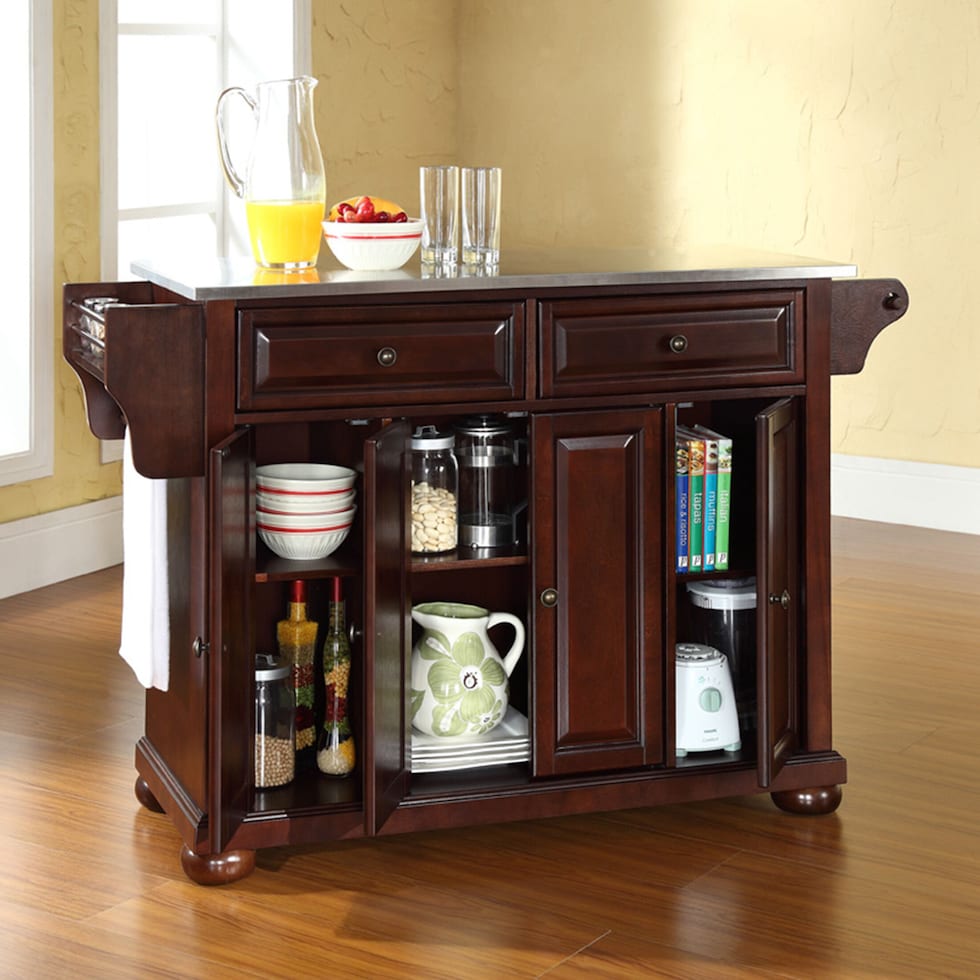 alina dark brown kitchen island   