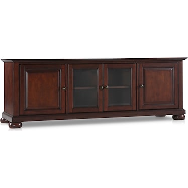 Alina 60” Glass Door TV Stand - Mahogany
