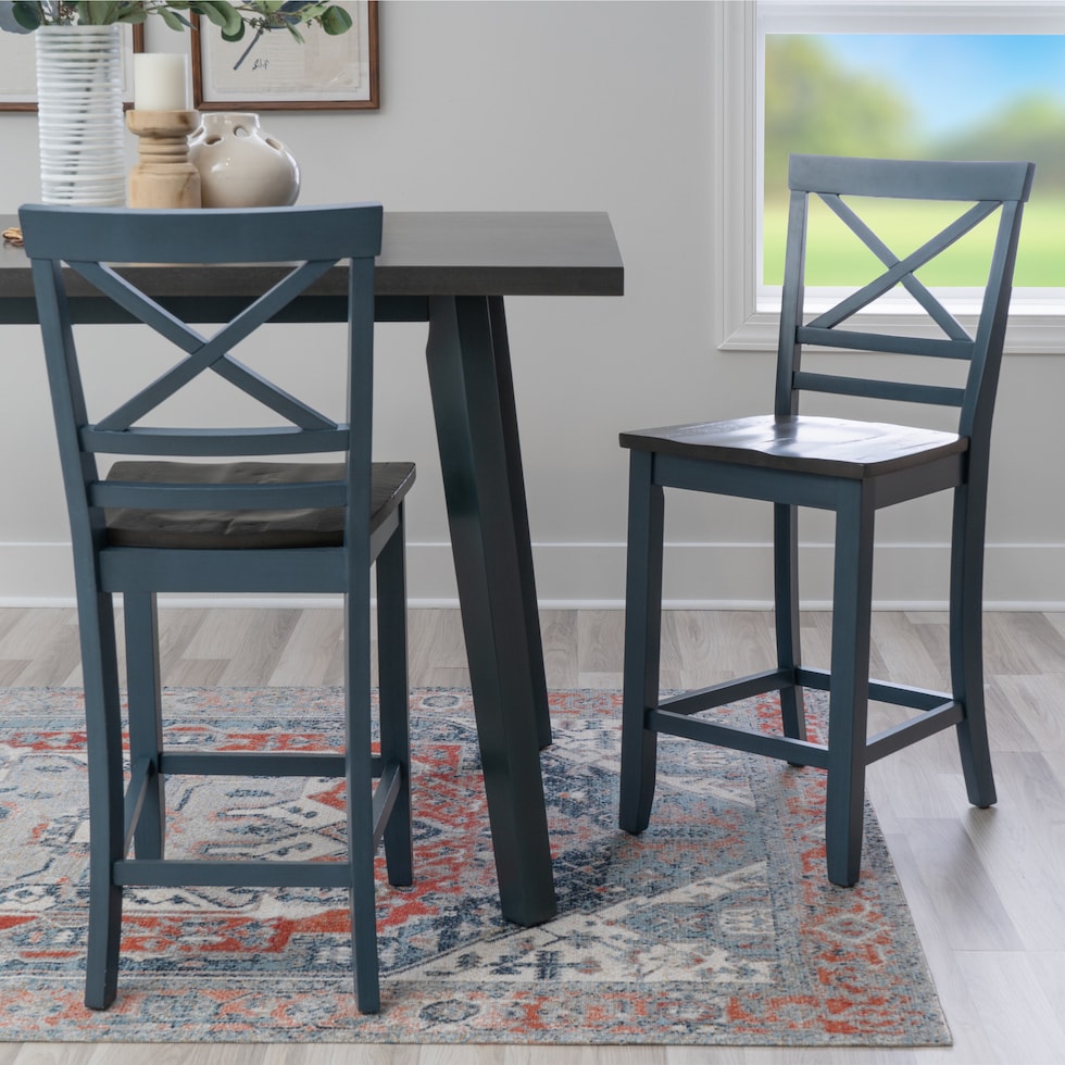 aliza blue counter height stool   