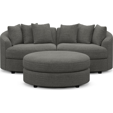 Allegra Foam Comfort 2-Piece Sectional and Ottoman - Curious Charcoal