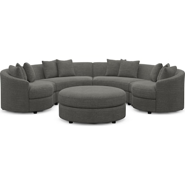 Allegra Foam Comfort 4-Piece Sectional and Ottoman - Curious Charcoal