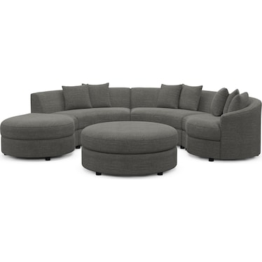 Allegra Foam Comfort 4-Piece Sectional with Left-Facing Chaise and Ottoman - Curious Charcoal