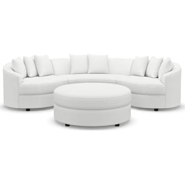 Allegra 3-Piece Sectional and Ottoman - Lovie Chalk