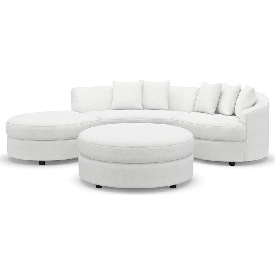 allegra white  pc sectional and ottoman   