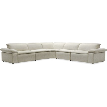Aloft 5-Piece Dual-Power Reclining Sectional with 3 Reclining Seats - Ivory