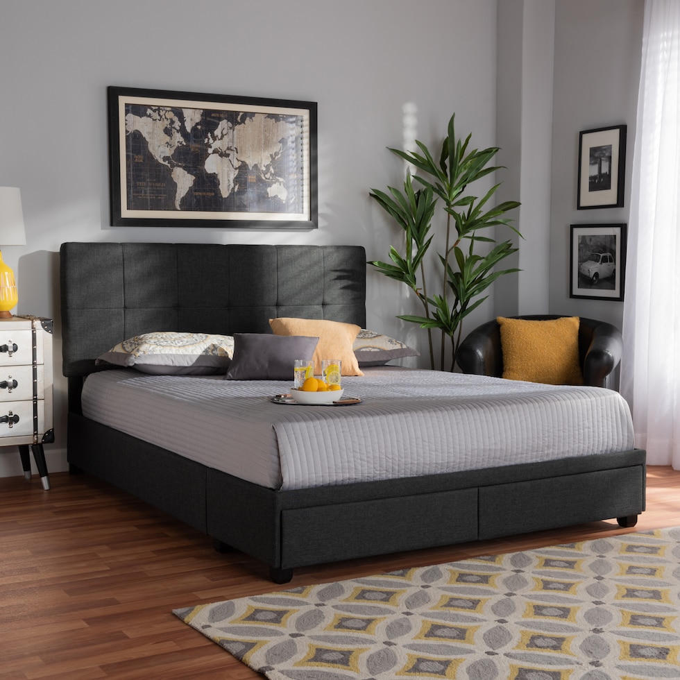 alondra dark grey black king bed   