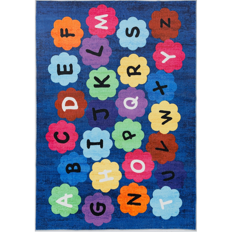 alphabet blue area rug  x    