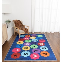 alphabet blue area rug  x    