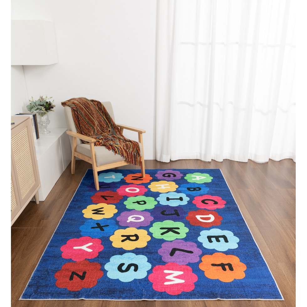 alphabet blue area rug  x    