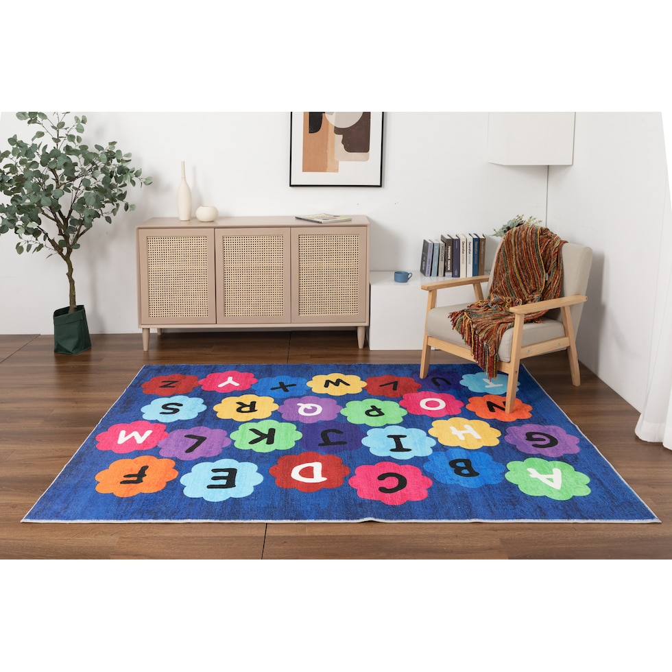 alphabet blue area rug  x    