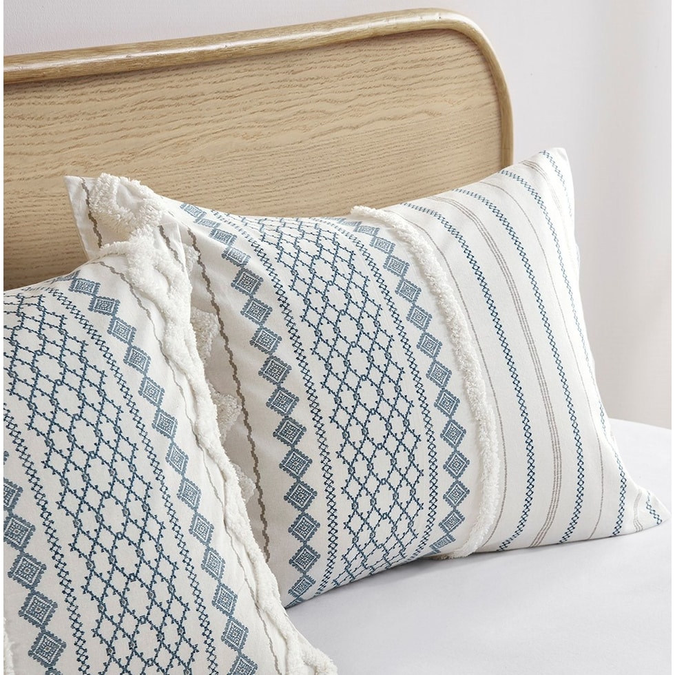 amari blue white full queen bedding set   