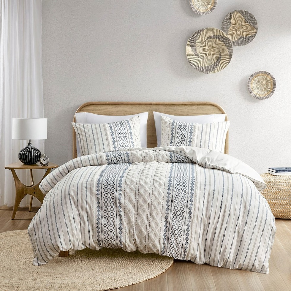 amari blue white king california king bedding set   