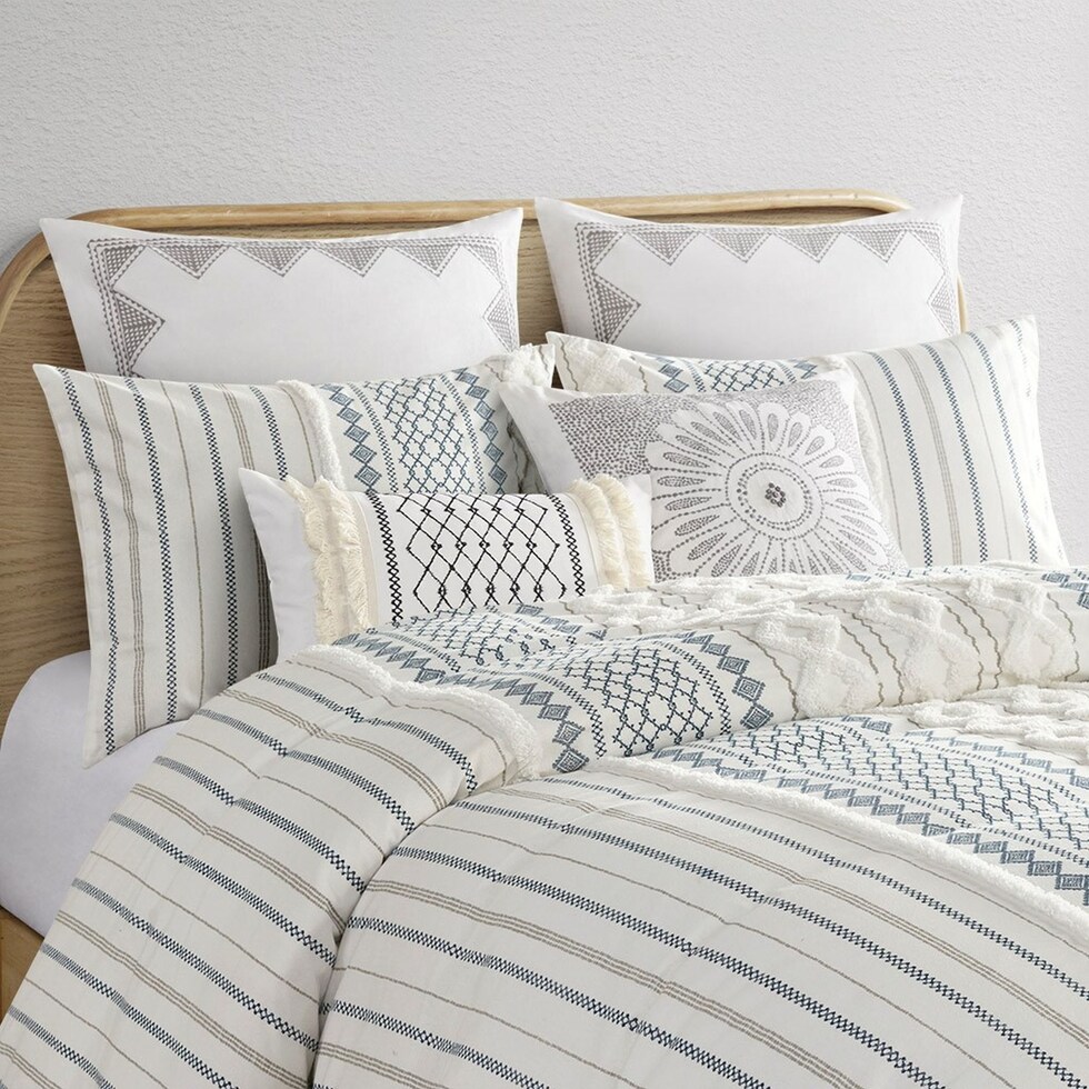 amari blue white king california king bedding set   