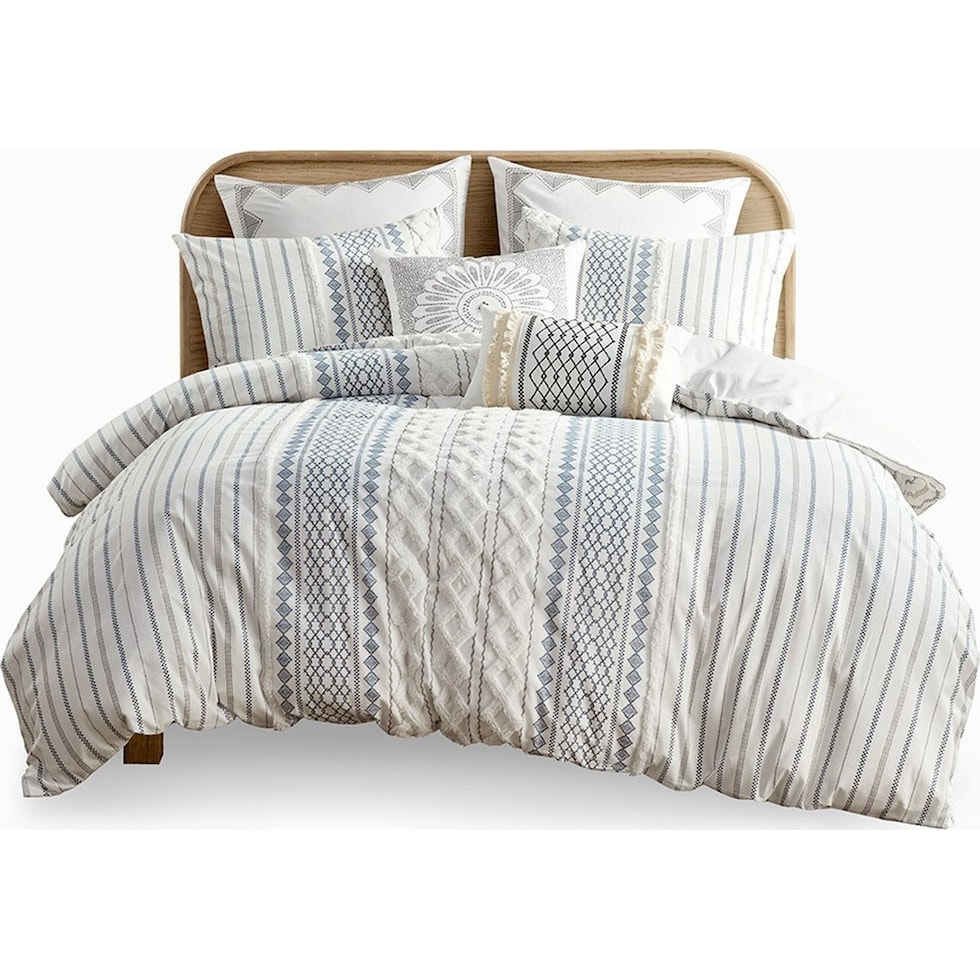 amari blue white king california king bedding set   