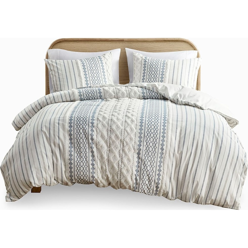 amari blue white king california king bedding set   