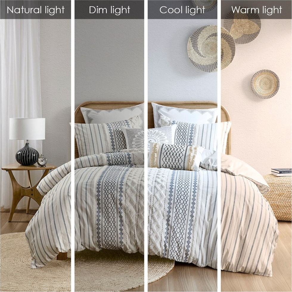 amari blue white king california king bedding set   