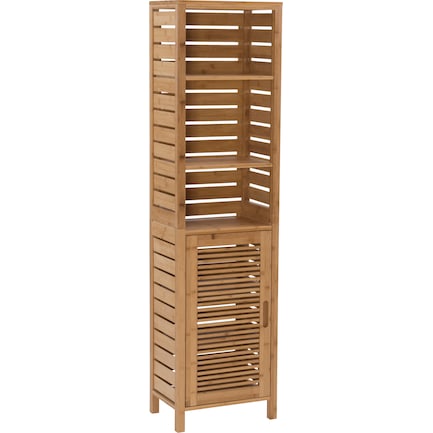 Ambel One Door Cabinet With Covered Shelves - Natural