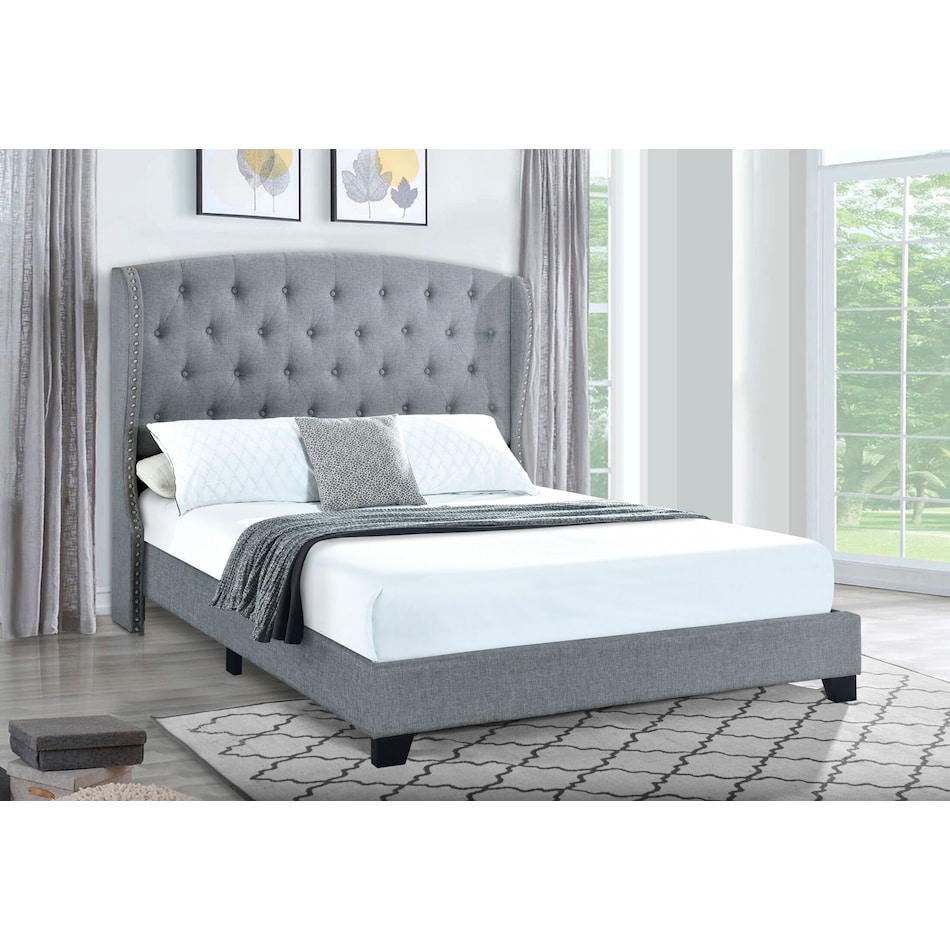 Amina Upholstered King Bed - Smoke | Value City Furniture