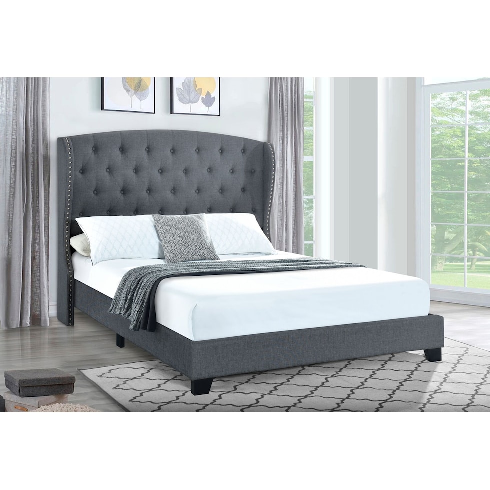 amina gray queen bed   