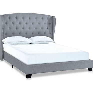Amina Upholstered Queen Bed - Gray