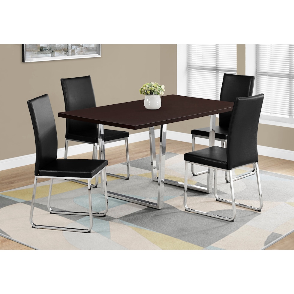 amory dark brown chrome dining table   
