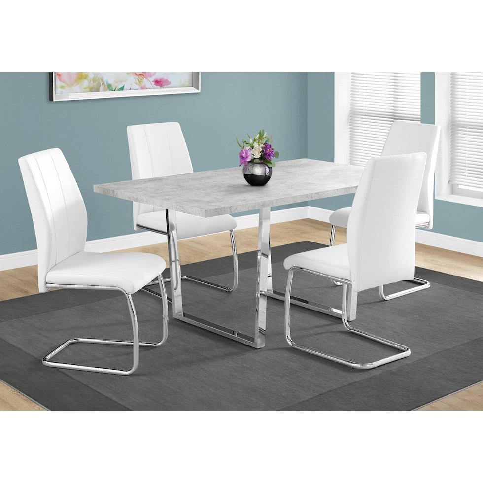 amory light gray chrome dining table   