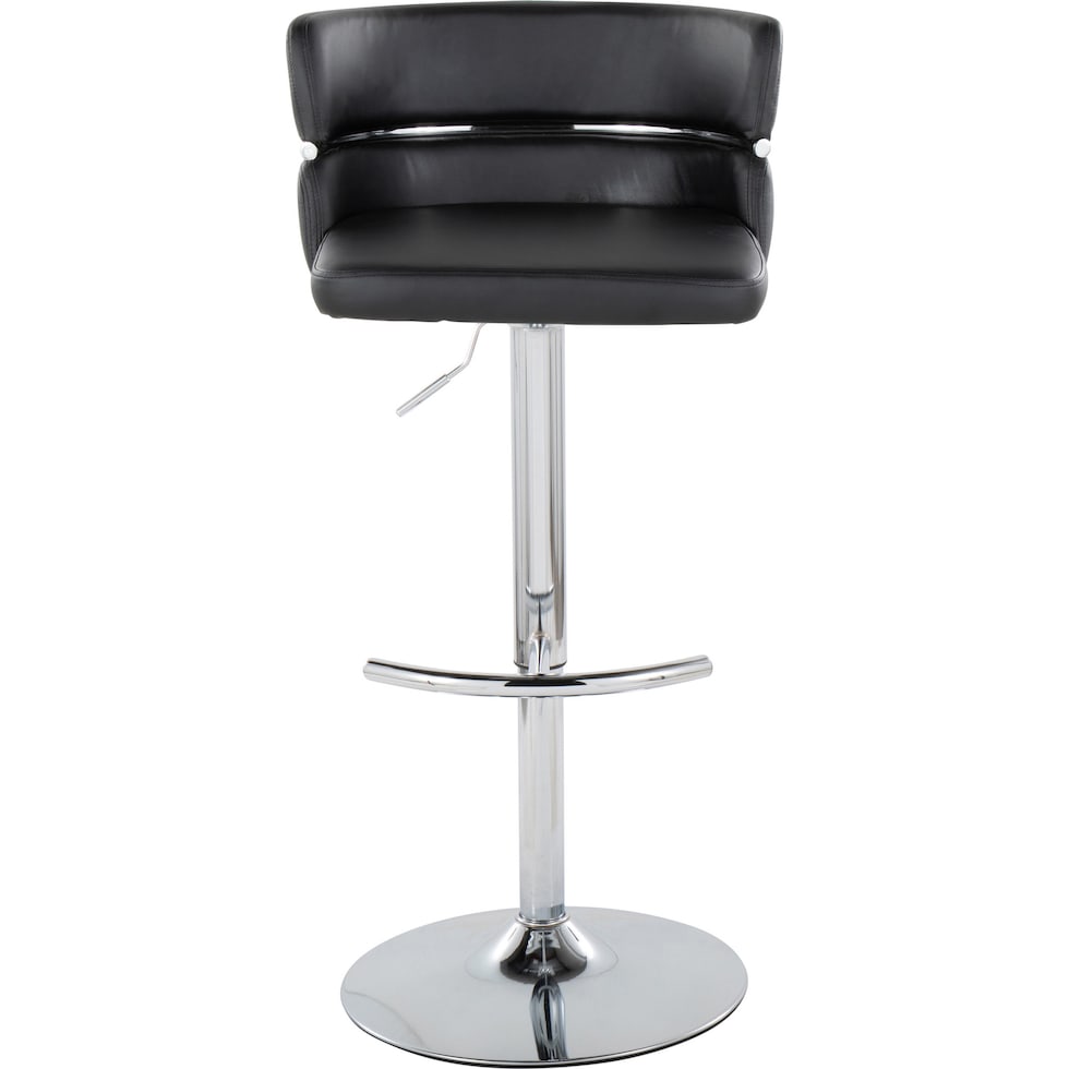 anabelle black vegan leather chrome bar stool   