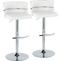anabelle white vegan leather chrome bar stool   